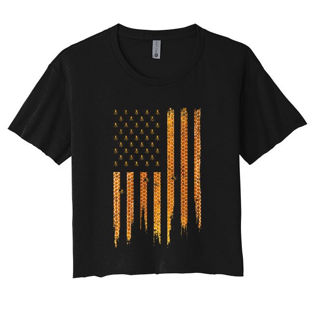 Beekeeping American Flag Honeycomb Honey Bees Beekeeper Crop Top
