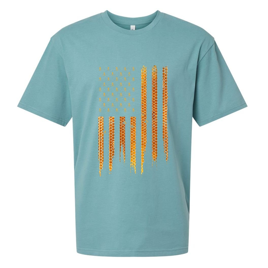 Beekeeping American Flag Honeycomb Honey Bees Beekeeper Sueded Cloud Jersey T-Shirt