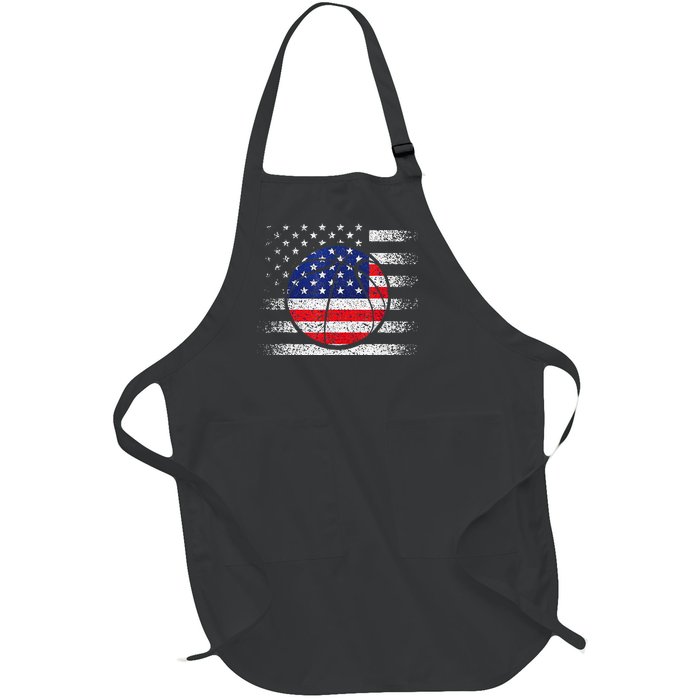 Basketball American Flag 4th Of July USA Sports Team Players Full-Length Apron With Pockets