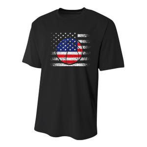 Basketball American Flag 4th Of July USA Sports Team Players Youth Performance Sprint T-Shirt