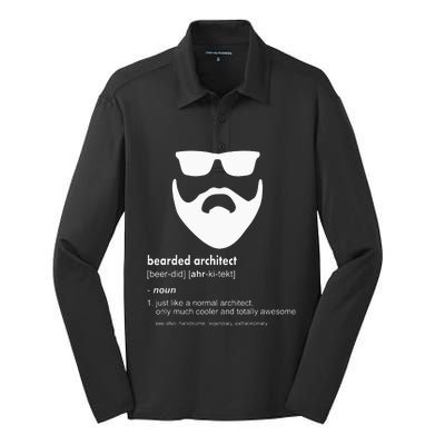 Bearded Architect Funny Beard Joke Architecture Gift Silk Touch Performance Long Sleeve Polo