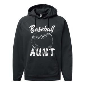 Baseball Aunt For Women Family Matching Players Team Auntie Performance Fleece Hoodie