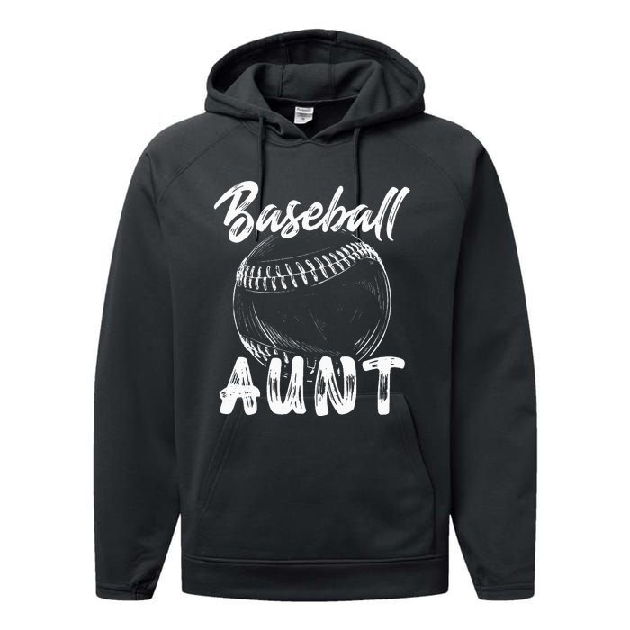 Baseball Aunt For Women Family Matching Players Team Auntie Performance Fleece Hoodie