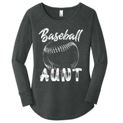 Baseball Aunt For Women Family Matching Players Team Auntie Women's Perfect Tri Tunic Long Sleeve Shirt