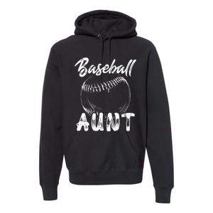 Baseball Aunt For Women Family Matching Players Team Auntie Premium Hoodie