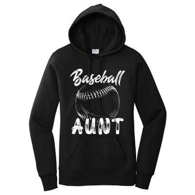 Baseball Aunt For Women Family Matching Players Team Auntie Women's Pullover Hoodie