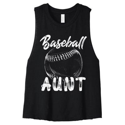 Baseball Aunt For Women Family Matching Players Team Auntie Women's Racerback Cropped Tank