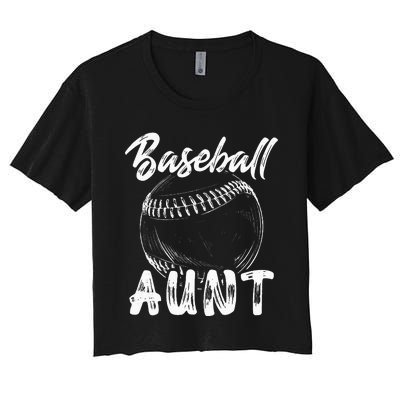 Baseball Aunt For Women Family Matching Players Team Auntie Women's Crop Top Tee