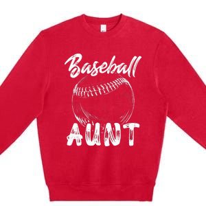 Baseball Aunt For Women Family Matching Players Team Auntie Premium Crewneck Sweatshirt