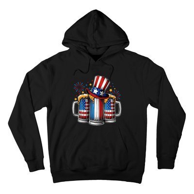 Beer American Flag 4th Of July Merica Drinking Usa Hoodie