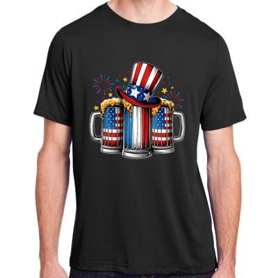 Beer American Flag 4th Of July Merica Drinking Usa Adult ChromaSoft Performance T-Shirt