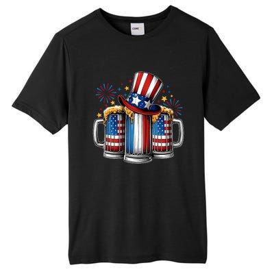 Beer American Flag 4th Of July Merica Drinking Usa Tall Fusion ChromaSoft Performance T-Shirt