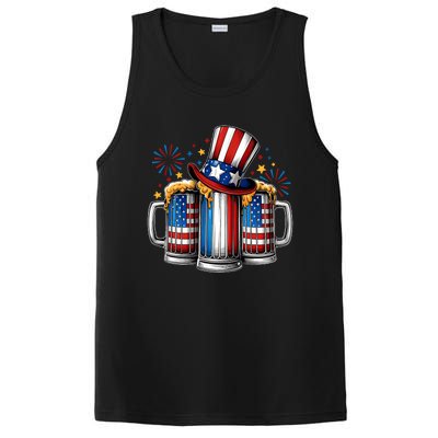 Beer American Flag 4th Of July Merica Drinking Usa PosiCharge Competitor Tank