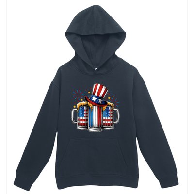 Beer American Flag 4th Of July Merica Drinking Usa Urban Pullover Hoodie