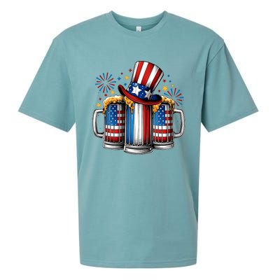 Beer American Flag 4th Of July Merica Drinking Usa Sueded Cloud Jersey T-Shirt