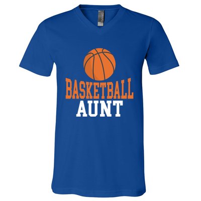 Basketball Aunt Family Sister Aunt Gift V-Neck T-Shirt