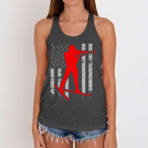 Biathlon American Flag Red Male Biathlete Flag Women's Knotted Racerback Tank