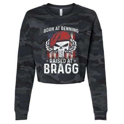 Born At Ft Benning Raised Fort Bragg Airborne, Veterans Day Cropped Pullover Crew