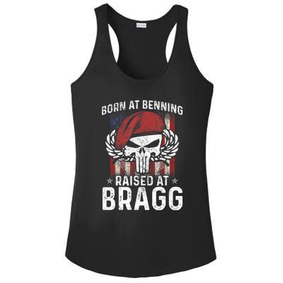 Born At Ft Benning Raised Fort Bragg Airborne, Veterans Day Ladies PosiCharge Competitor Racerback Tank