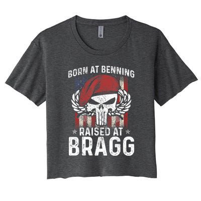 Born At Ft Benning Raised Fort Bragg Airborne, Veterans Day Women's Crop Top Tee