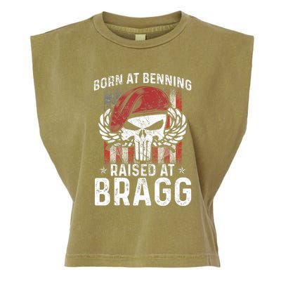 Born At Ft Benning Raised Fort Bragg Airborne, Veterans Day Garment-Dyed Women's Muscle Tee