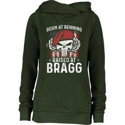 Born At Ft Benning Raised Fort Bragg Airborne, Veterans Day Womens Funnel Neck Pullover Hood