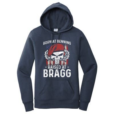 Born At Ft Benning Raised Fort Bragg Airborne, Veterans Day Women's Pullover Hoodie