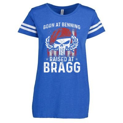 Born At Ft Benning Raised Fort Bragg Airborne, Veterans Day Enza Ladies Jersey Football T-Shirt