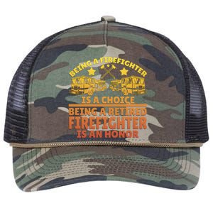 Being A Firefighter Is A Choice Being A Retired Firefighter Gift Retro Rope Trucker Hat Cap