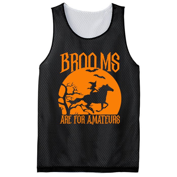 Brooms Are For Amateurs Funny Halloween Horse Lover Mesh Reversible Basketball Jersey Tank