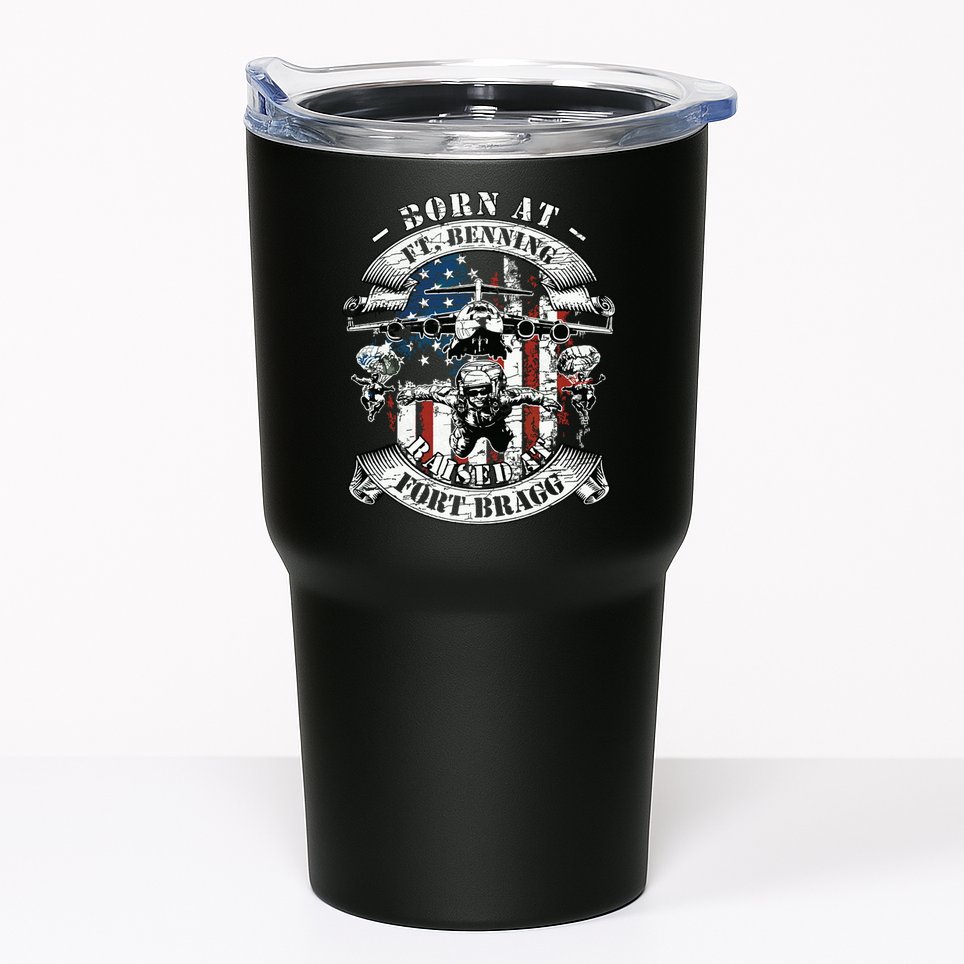 Born At Fort Benning Raised At Fort Bragg 82nd Airborne Tumbler