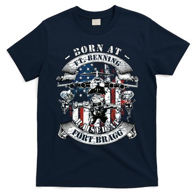 Born At Fort Benning Raised At Fort Bragg 82nd Airborne T-Shirt