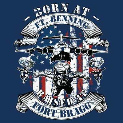 Born At Fort Benning Raised At Fort Bragg 82nd Airborne T-Shirt