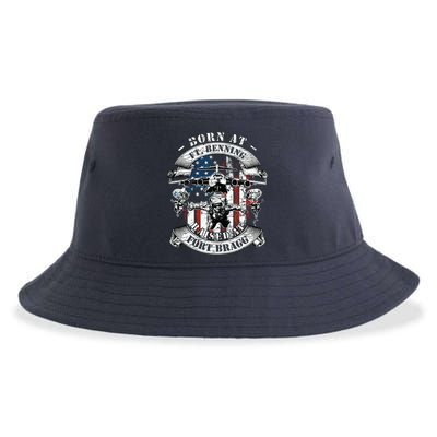 Born At Fort Benning Raised At Fort Bragg 82nd Airborne Sustainable Bucket Hat