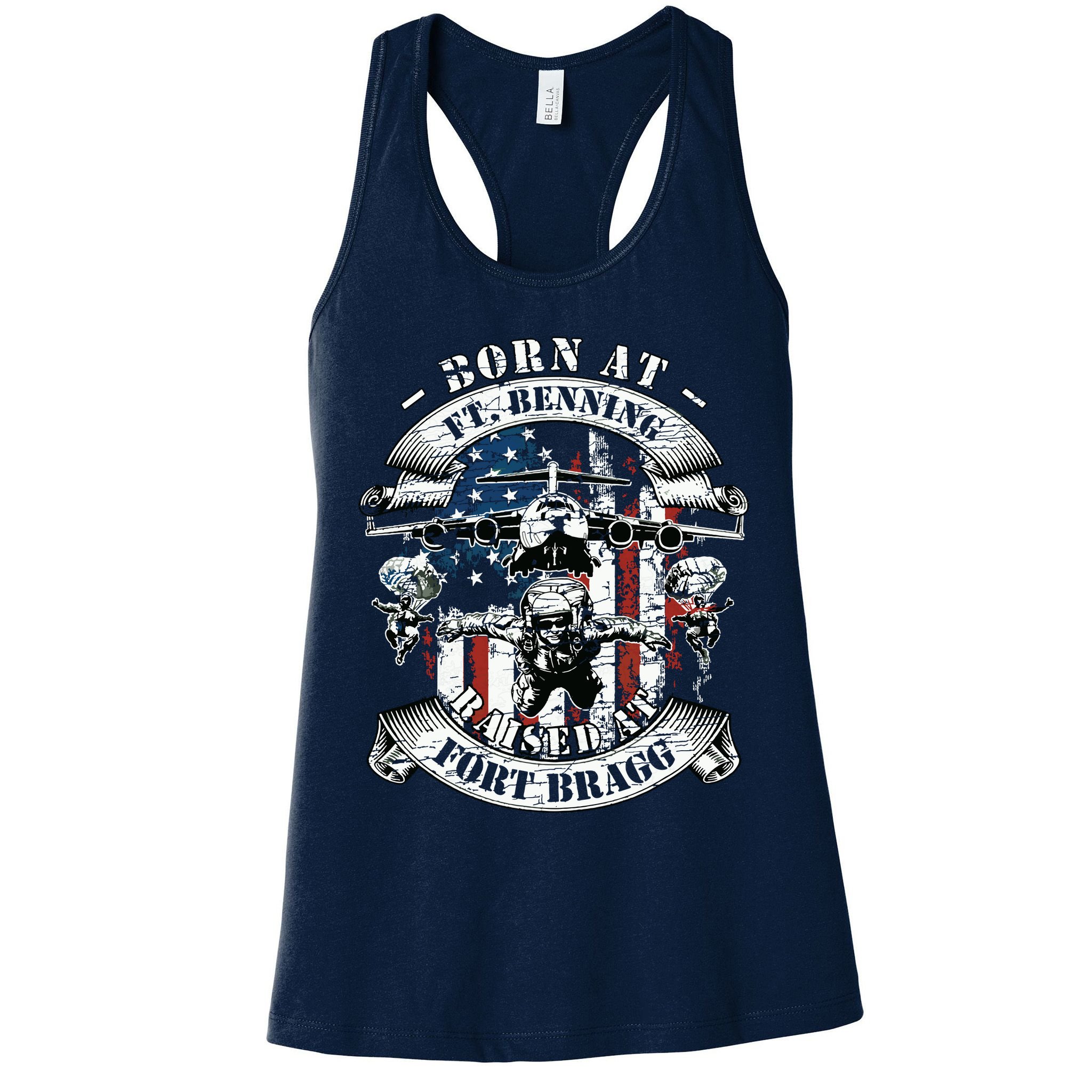 Born At Fort Benning Raised At Fort Bragg 82nd Airborne Womens Tank Top