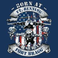 Born At Fort Benning Raised At Fort Bragg 82nd Airborne Womens T-Shirt