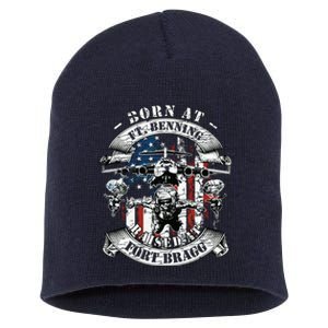 Born At Fort Benning Raised At Fort Bragg 82nd Airborne Short Acrylic Beanie