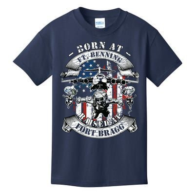 Born At Fort Benning Raised At Fort Bragg 82nd Airborne Kids T-Shirt