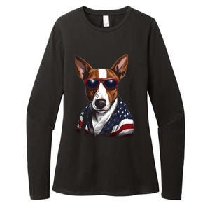 Basenji American Flag USA Tee 4th July Gifts Graphic Tees Womens CVC Long Sleeve Shirt