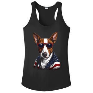 Basenji American Flag USA Tee 4th July Gifts Graphic Tees Ladies PosiCharge Competitor Racerback Tank