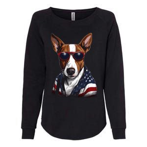 Basenji American Flag USA Tee 4th July Gifts Graphic Tees Womens California Wash Sweatshirt