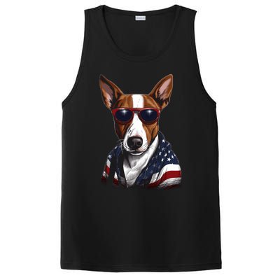 Basenji American Flag USA Tee 4th July Gifts Graphic Tees PosiCharge Competitor Tank