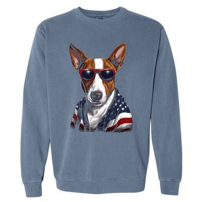 Basenji American Flag USA Tee 4th July Gifts Graphic Tees Garment-Dyed Sweatshirt