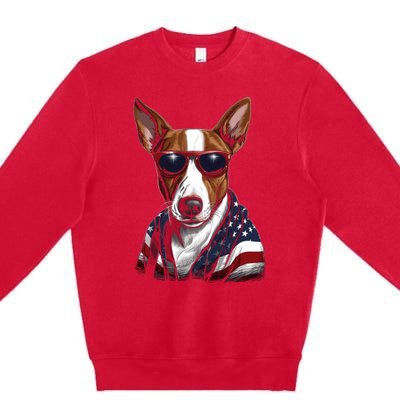 Basenji American Flag USA Tee 4th July Gifts Graphic Tees Premium Crewneck Sweatshirt