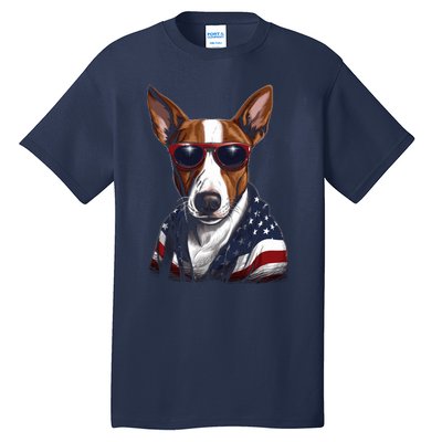 Basenji American Flag USA Tee 4th July Gifts Graphic Tees Tall T-Shirt