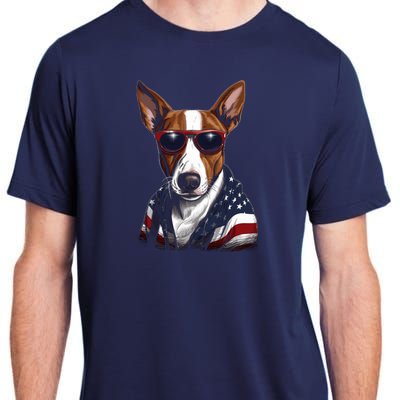 Basenji American Flag USA Tee 4th July Gifts Graphic Tees Adult ChromaSoft Performance T-Shirt