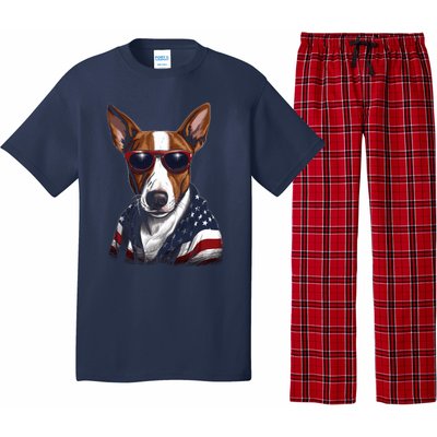 Basenji American Flag USA Tee 4th July Gifts Graphic Tees Pajama Set