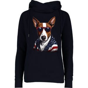 Basenji American Flag USA Tee 4th July Gifts Graphic Tees Womens Funnel Neck Pullover Hood