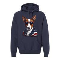 Basenji American Flag USA Tee 4th July Gifts Graphic Tees Premium Hoodie