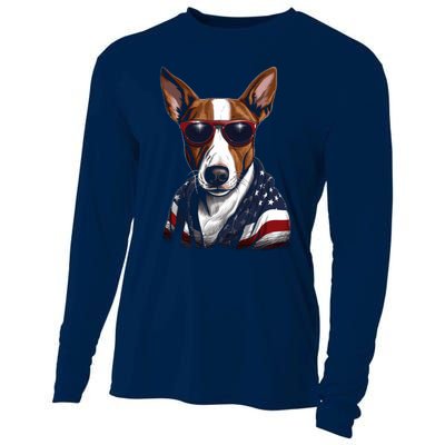 Basenji American Flag USA Tee 4th July Gifts Graphic Tees Cooling Performance Long Sleeve Crew